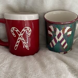 Rae Dunn Red 'Merry' Mug and Contirou candy cane Mug